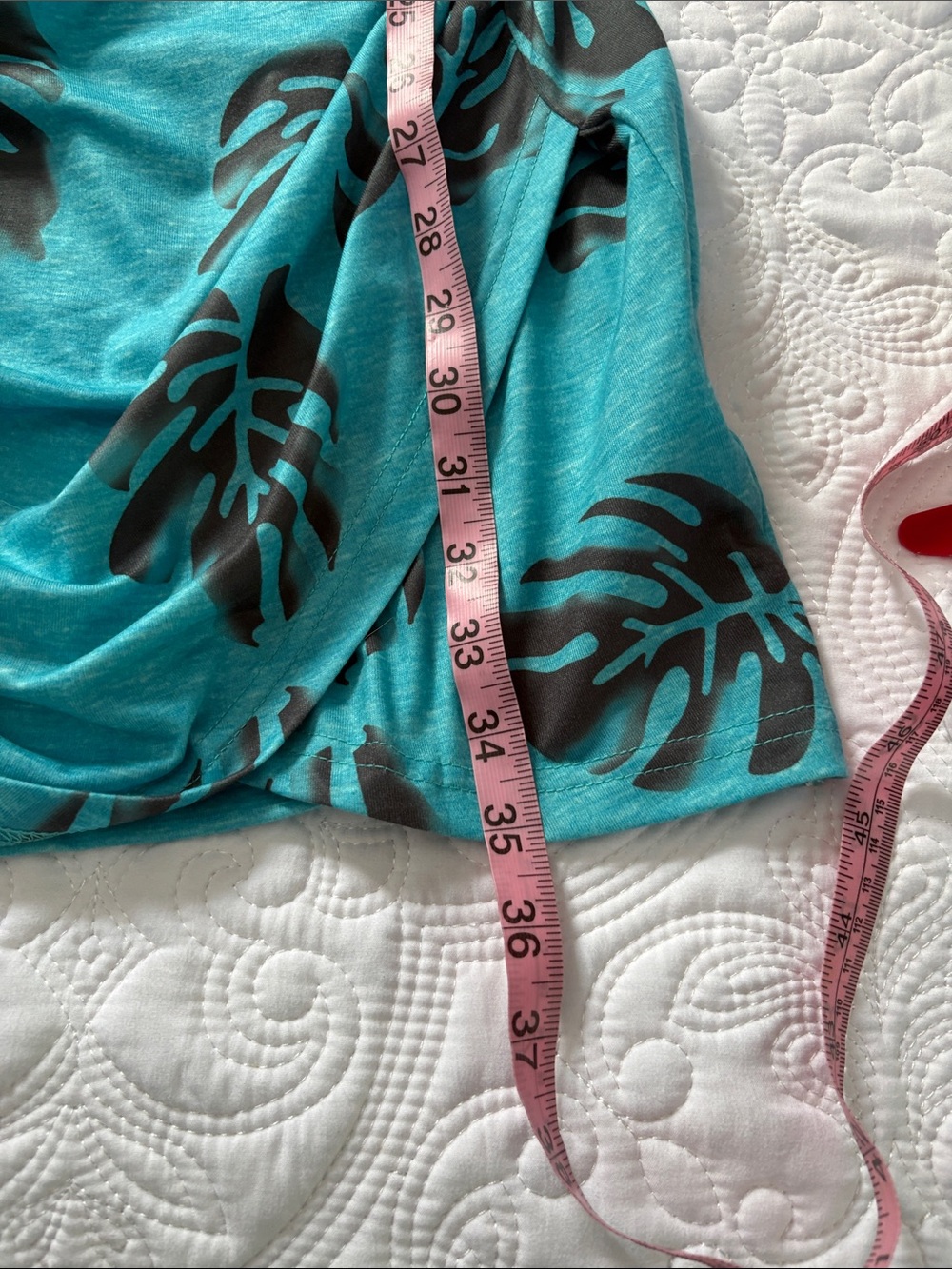 Teal Knot-Back Leaf Print Dress - Picture 5 of 5
